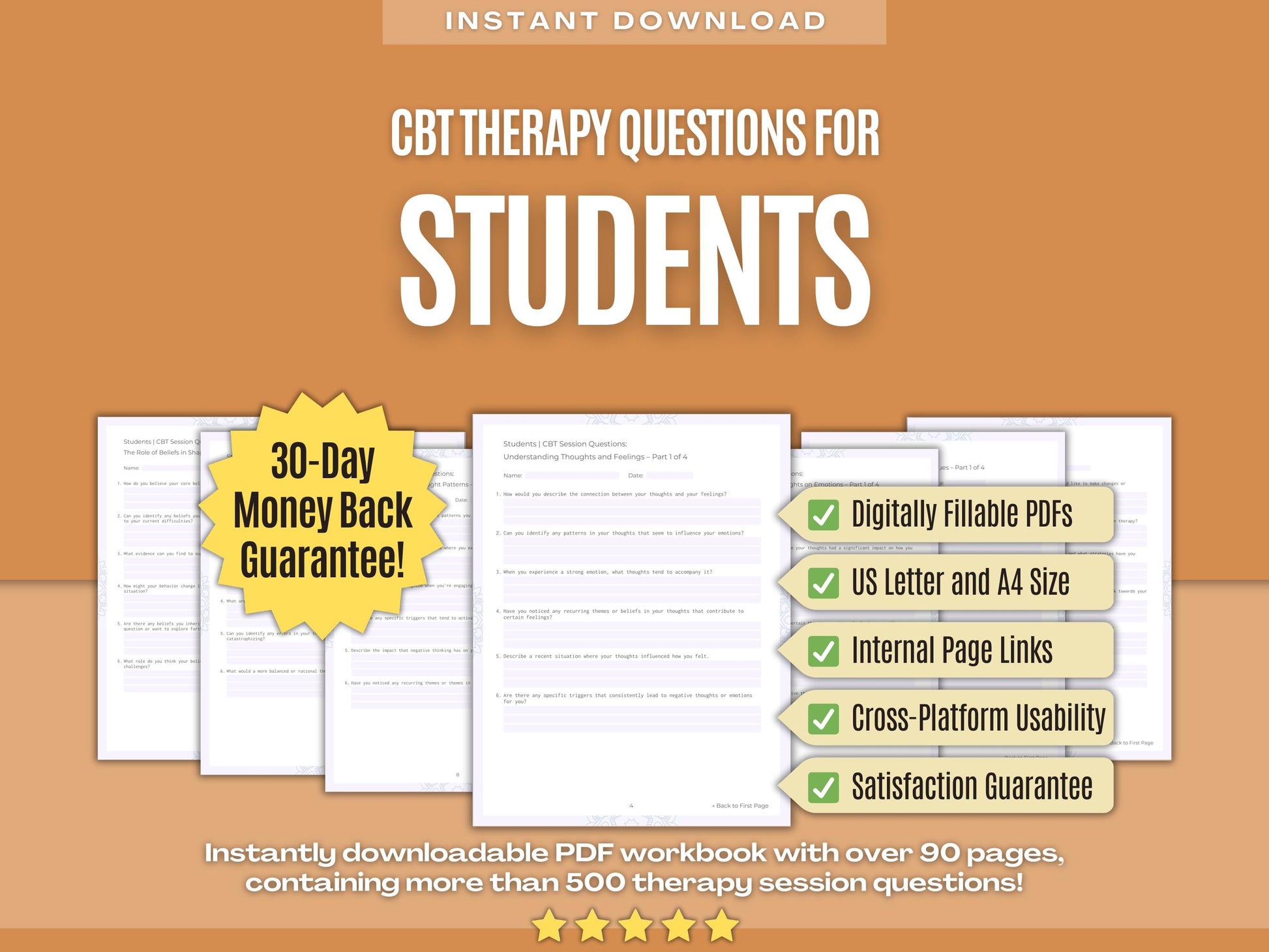 Students Cognitive Behavioral Therapy (CBT) Psychology Workbooks