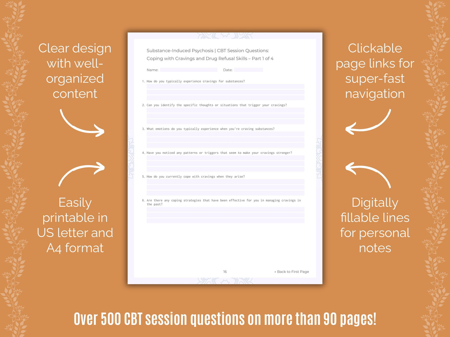 Substance-Induced Psychosis Cognitive Behavioral Therapy (CBT) Counseling Templates