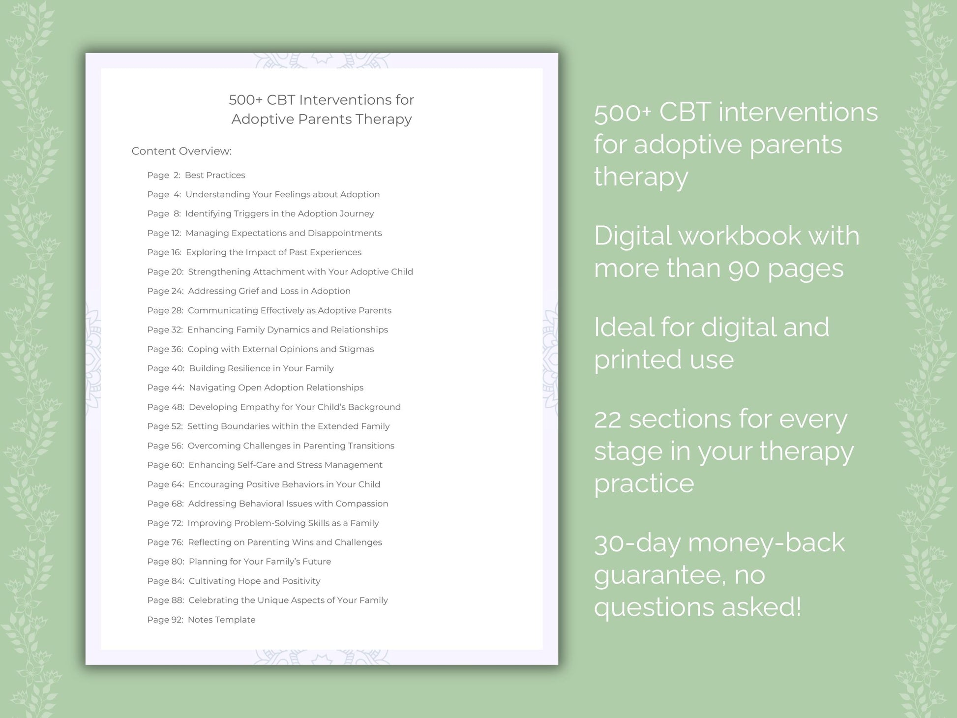 Adoptive Parents Cognitive Behavioral Therapy (CBT) Therapist Worksheets