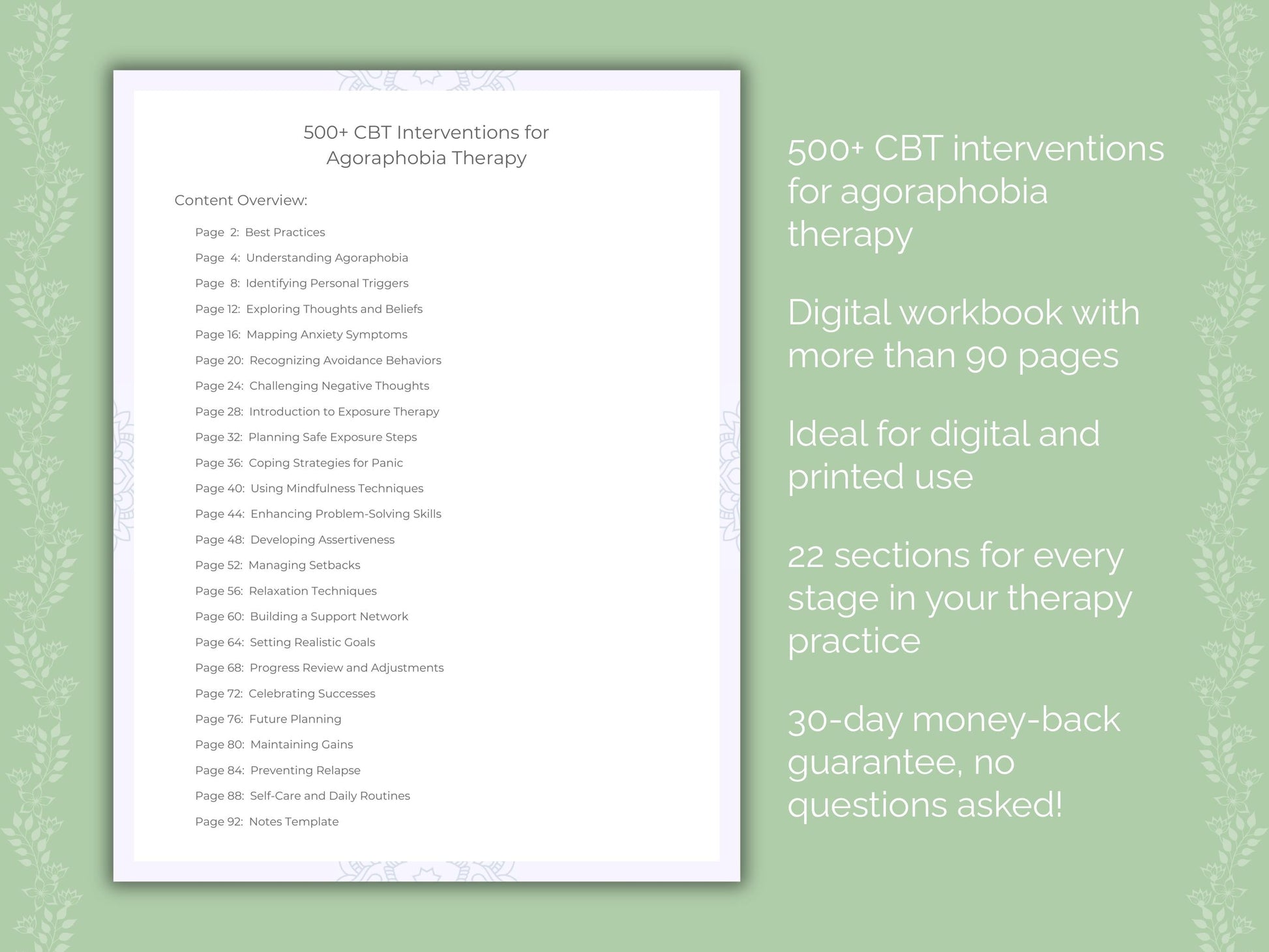 Agoraphobia Cognitive Behavioral Therapy (CBT) Therapist Worksheets