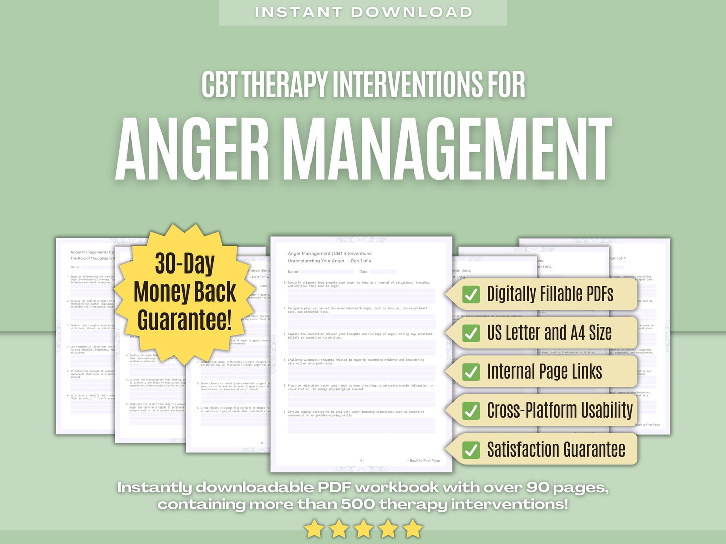 Anger Management Cognitive Behavioral Therapy (CBT) Psychology Workbooks