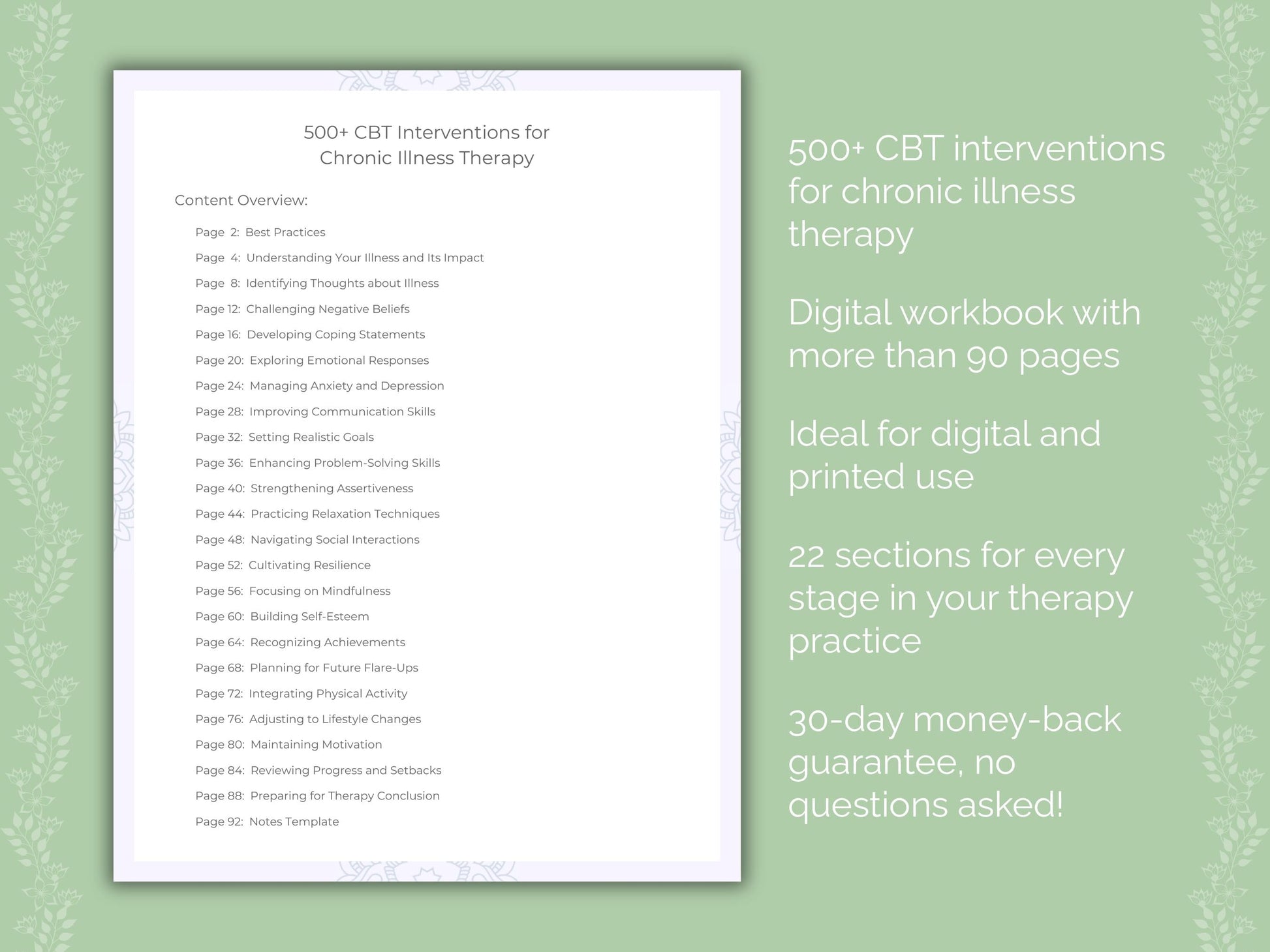 Chronic Illness Cognitive Behavioral Therapy (CBT) Therapist Worksheets