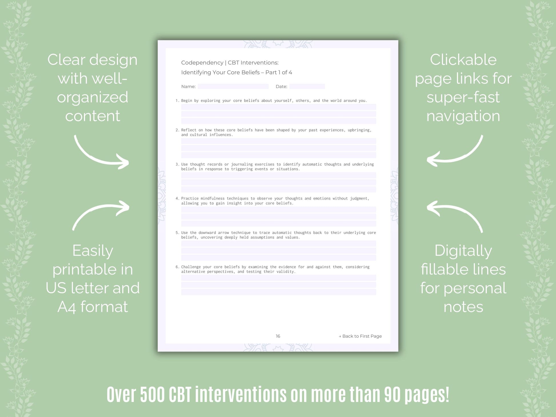 Codependency Cognitive Behavioral Therapy (CBT) Counseling Templates