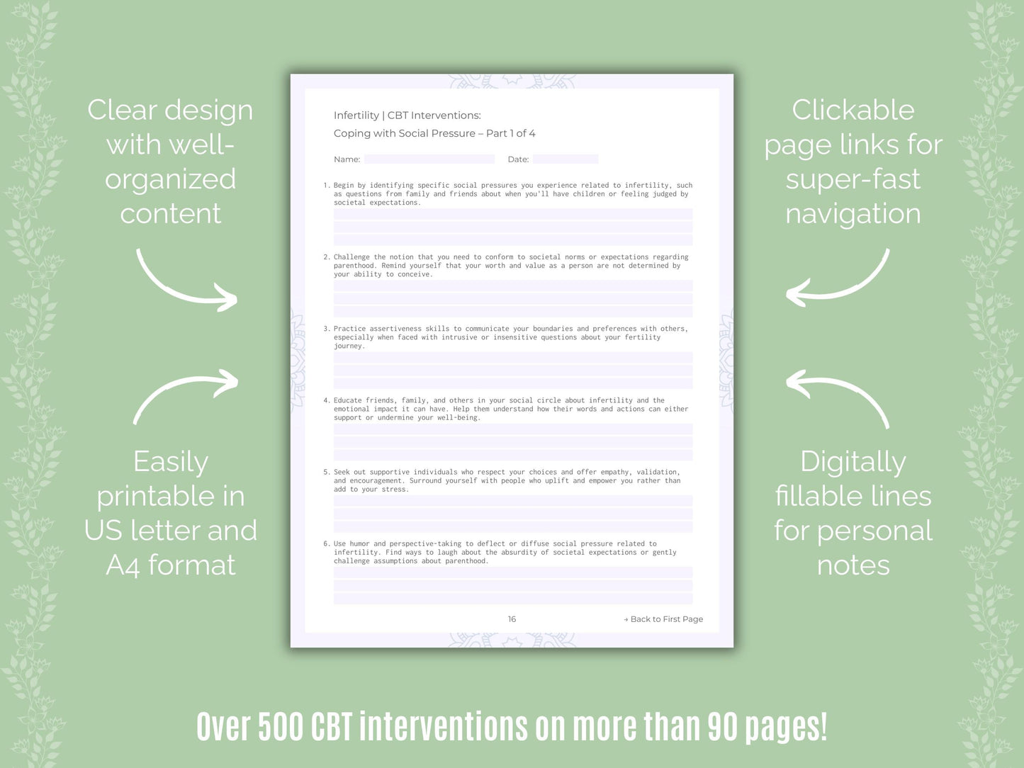 Infertility Cognitive Behavioral Therapy (CBT) Counseling Templates