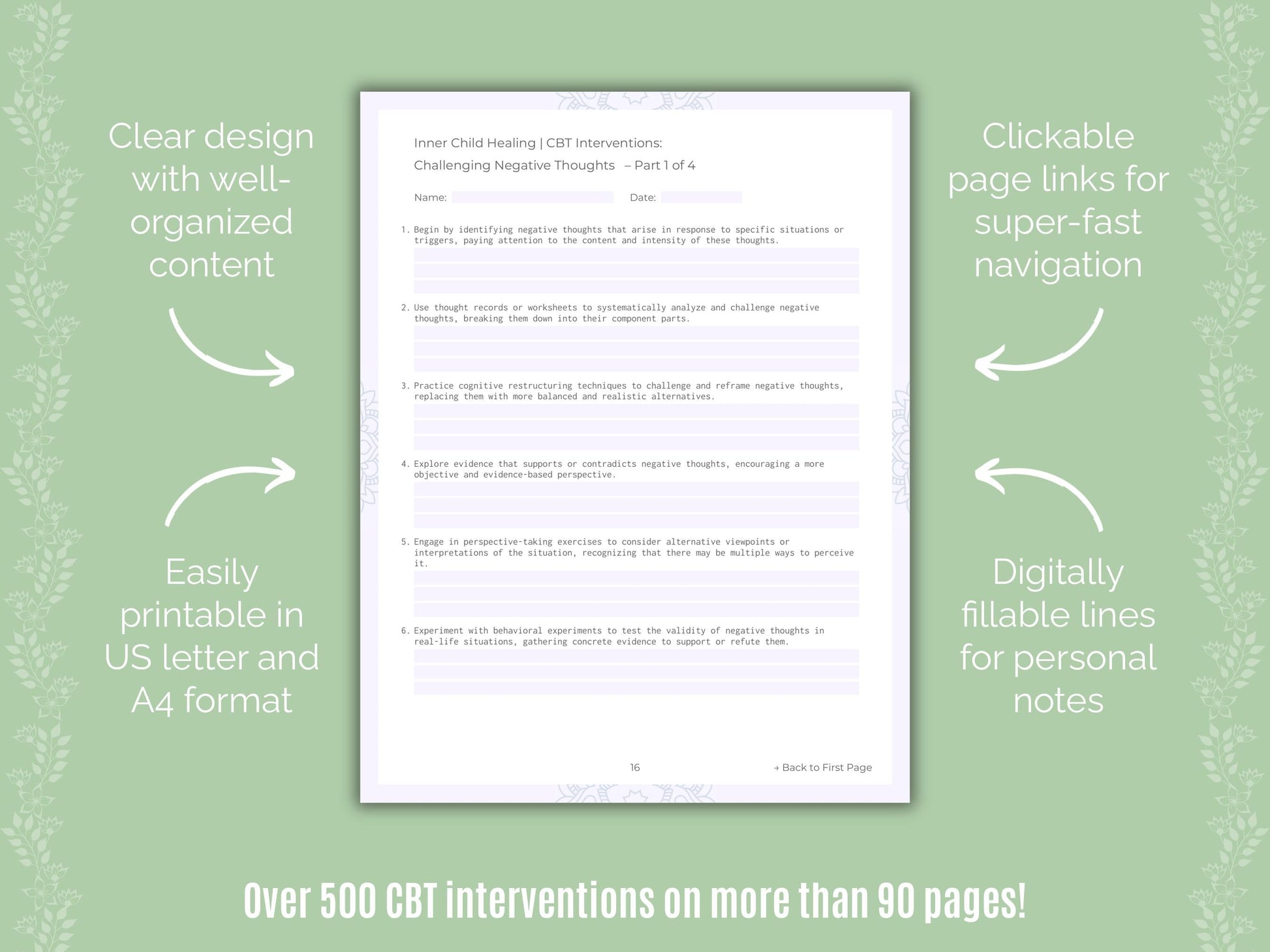 Inner Child Healing Cognitive Behavioral Therapy (CBT) Counseling Templates