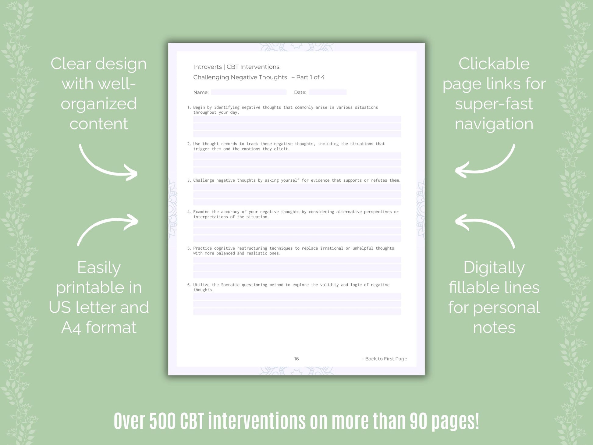 Introversion Cognitive Behavioral Therapy (CBT) Counseling Templates