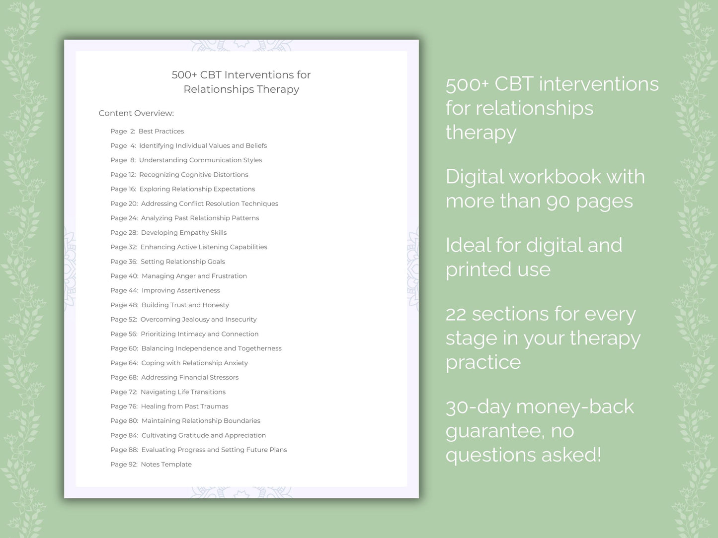 Relationships Cognitive Behavioral Therapy (CBT) Therapist Worksheets
