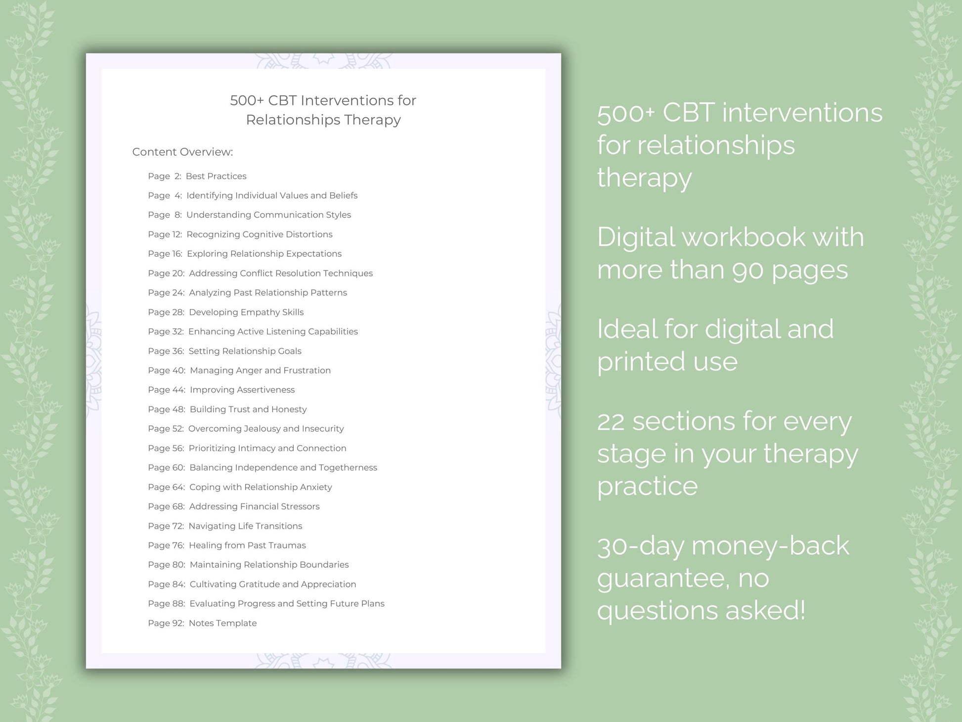 Relationships Cognitive Behavioral Therapy (CBT) Therapist Worksheets