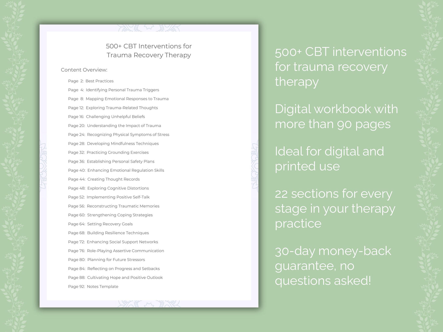 Trauma Recovery Cognitive Behavioral Therapy (CBT) Therapist Worksheets