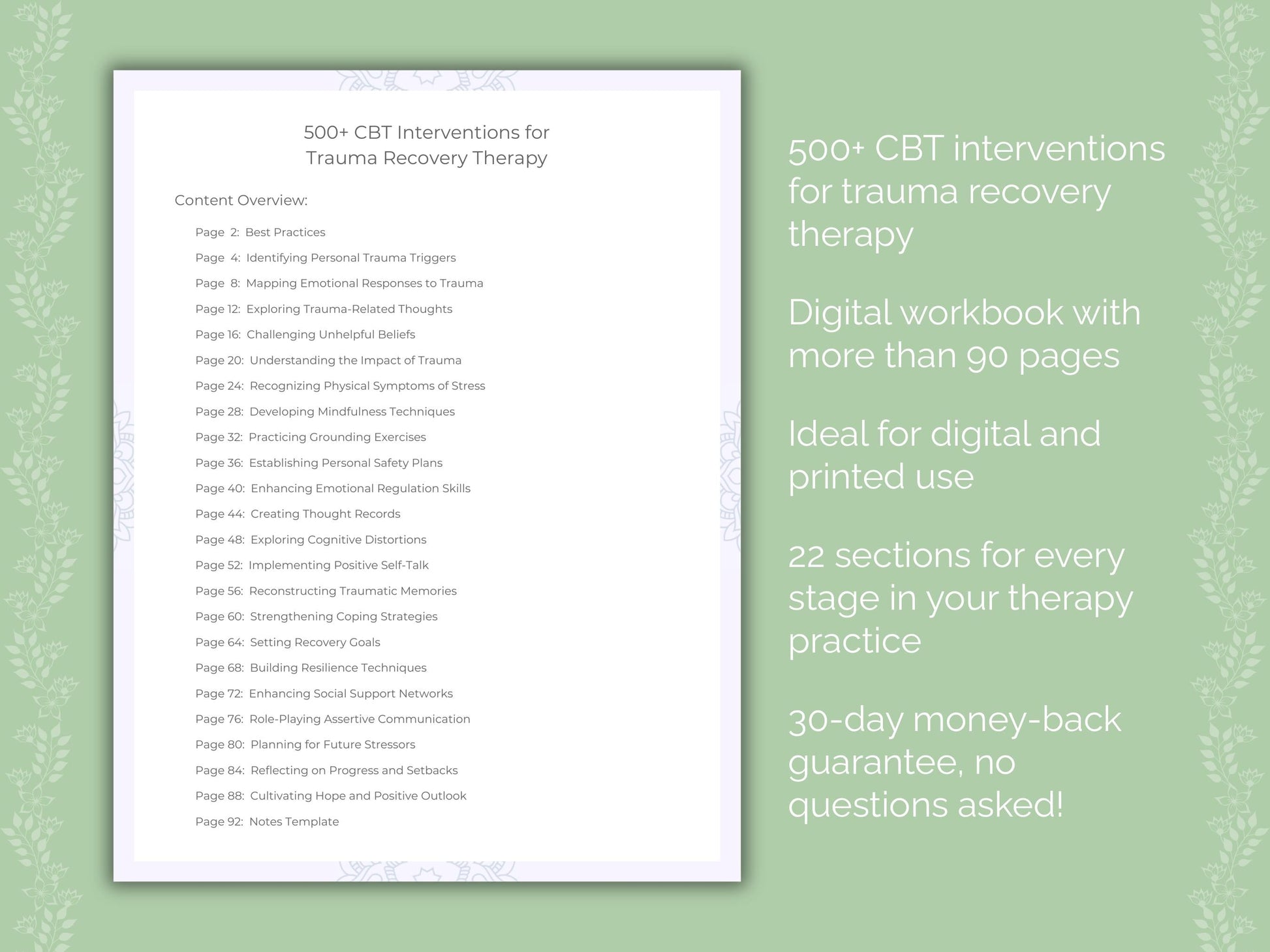 Trauma Recovery Cognitive Behavioral Therapy (CBT) Therapist Worksheets