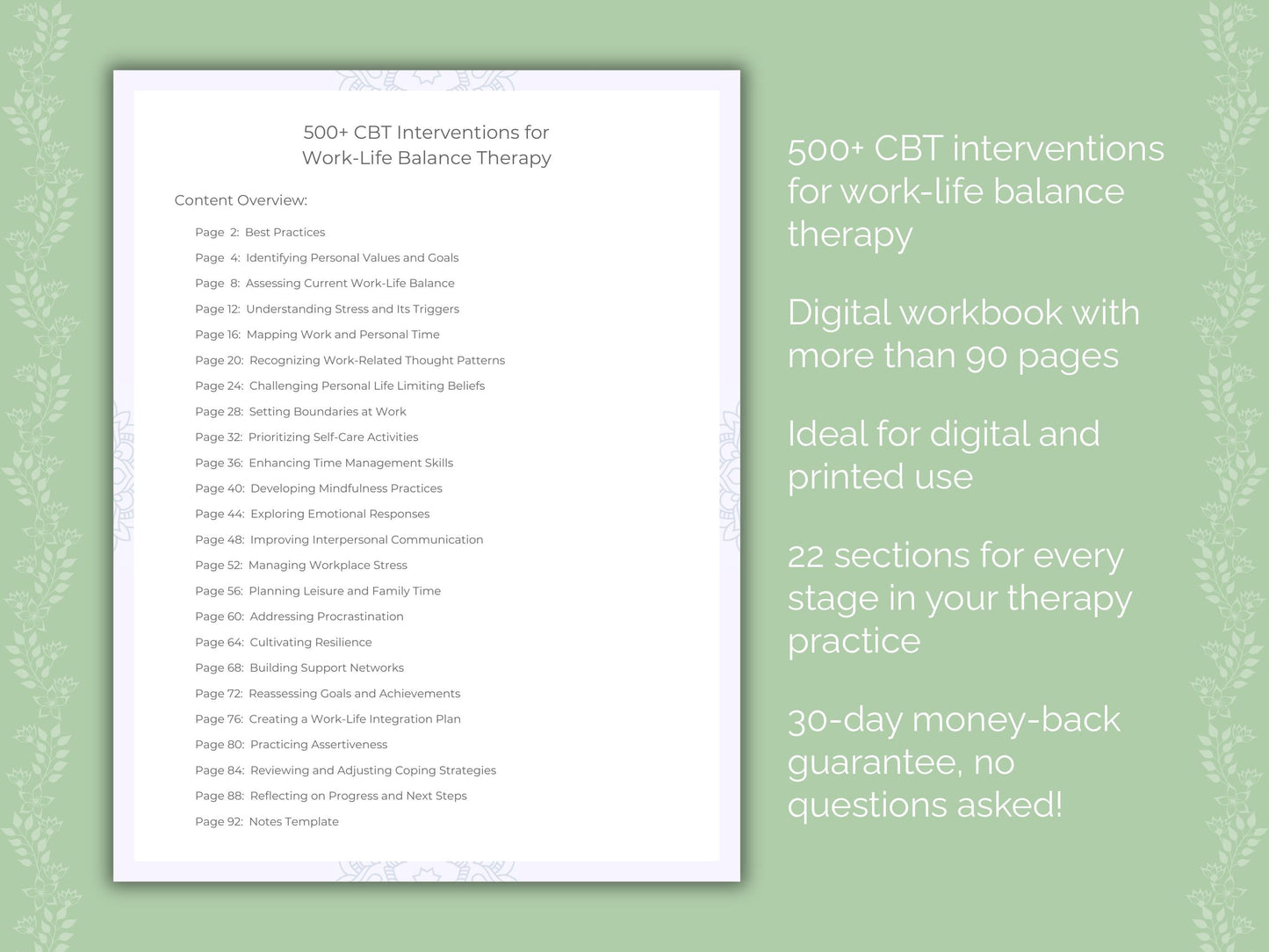 Work-Life Balance Cognitive Behavioral Therapy (CBT) Therapist Worksheets