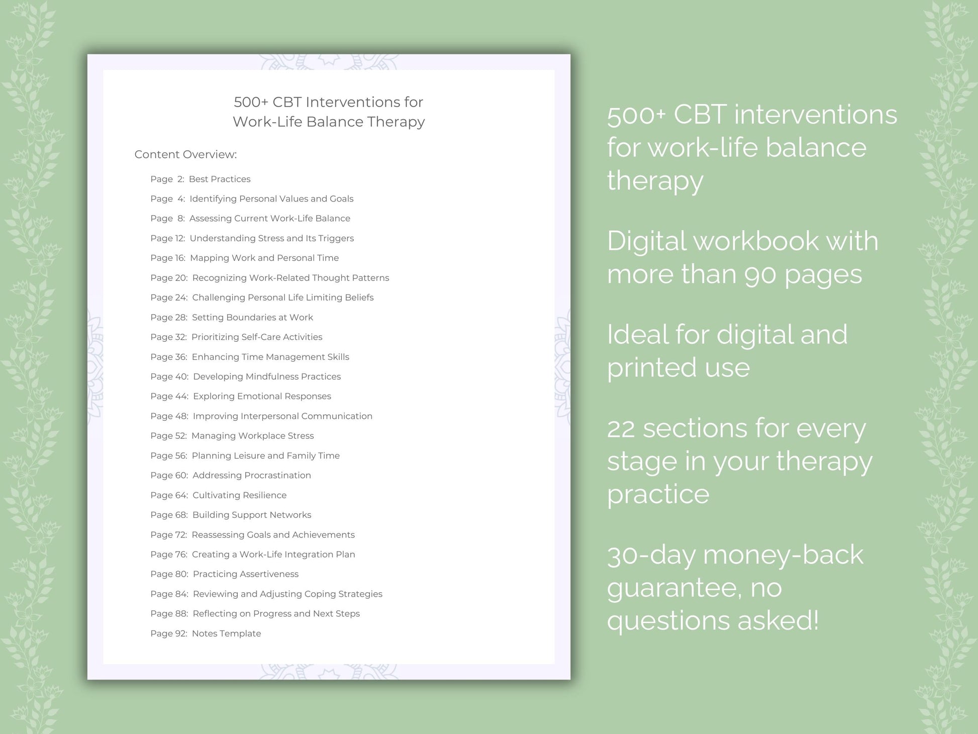 Work-Life Balance Cognitive Behavioral Therapy (CBT) Therapist Worksheets