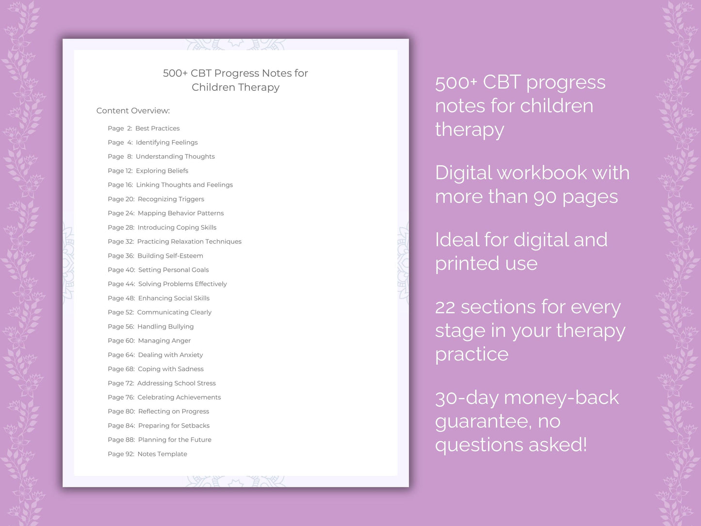 Children Cognitive Behavioral Therapy (CBT) Therapist Worksheets