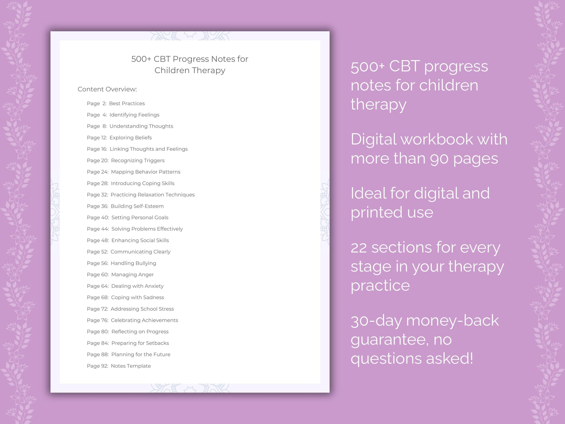 Children Cognitive Behavioral Therapy (CBT) Therapist Worksheets