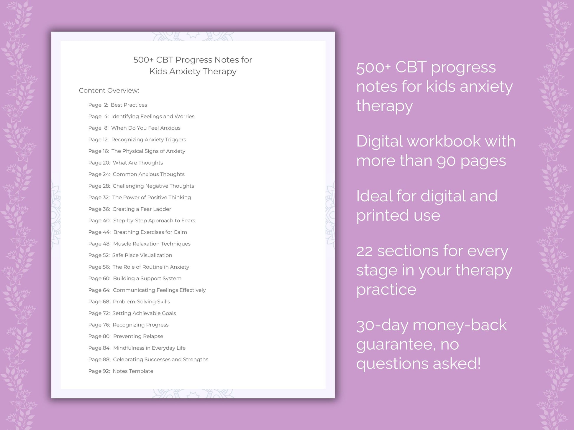 Kids Anxiety Cognitive Behavioral Therapy (CBT) Therapist Worksheets