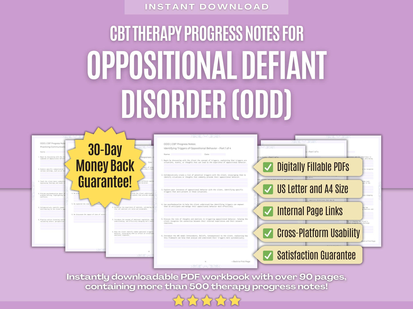 Oppositional Defiant Disorder (ODD) Cognitive Behavioral Therapy (CBT) Psychology Workbooks