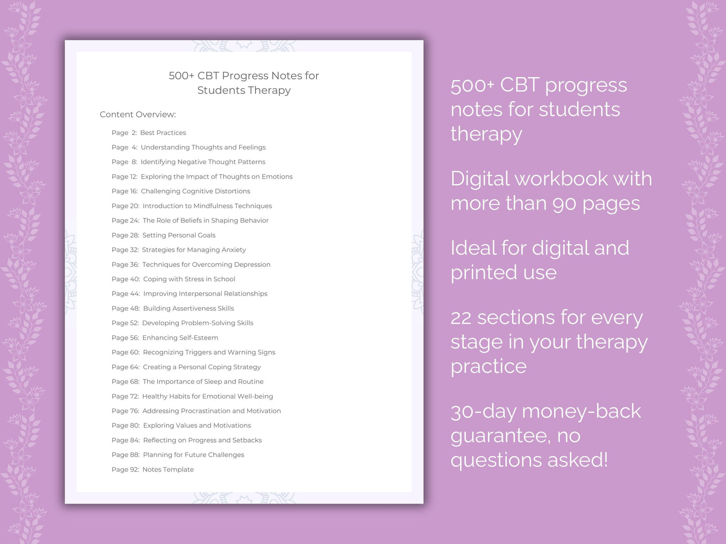 Students Cognitive Behavioral Therapy (CBT) Therapist Worksheets