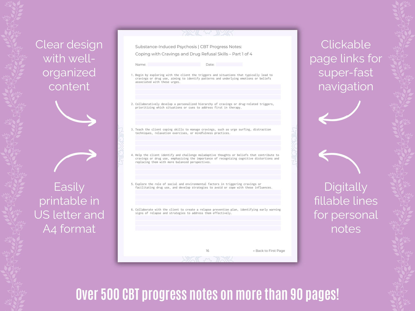 Substance-Induced Psychosis Cognitive Behavioral Therapy (CBT) Counseling Templates