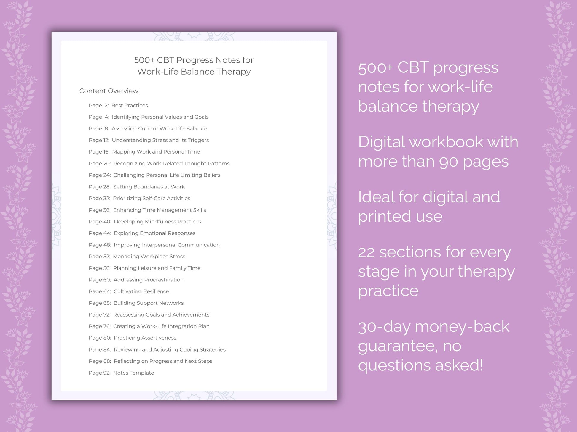 Work-Life Balance Cognitive Behavioral Therapy (CBT) Therapist Worksheets