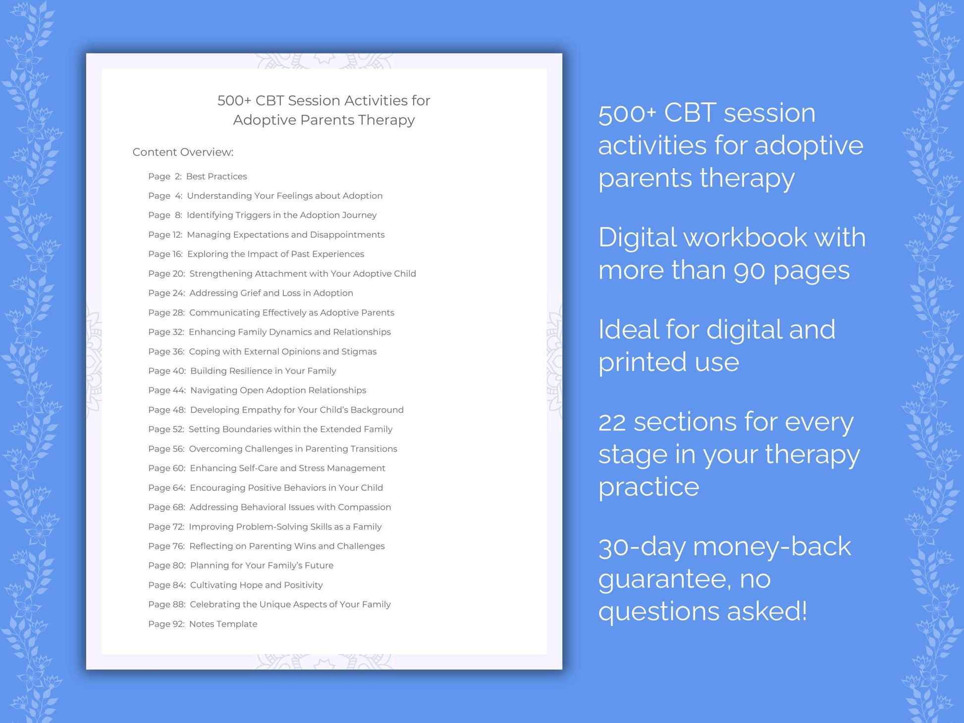 Adoptive Parents Cognitive Behavioral Therapy (CBT) Therapist Worksheets