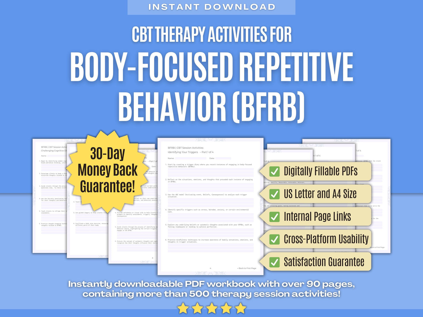 Body-Focused Repetitive Behavior (BFRB) Cognitive Behavioral Therapy (CBT) Psychology Workbooks