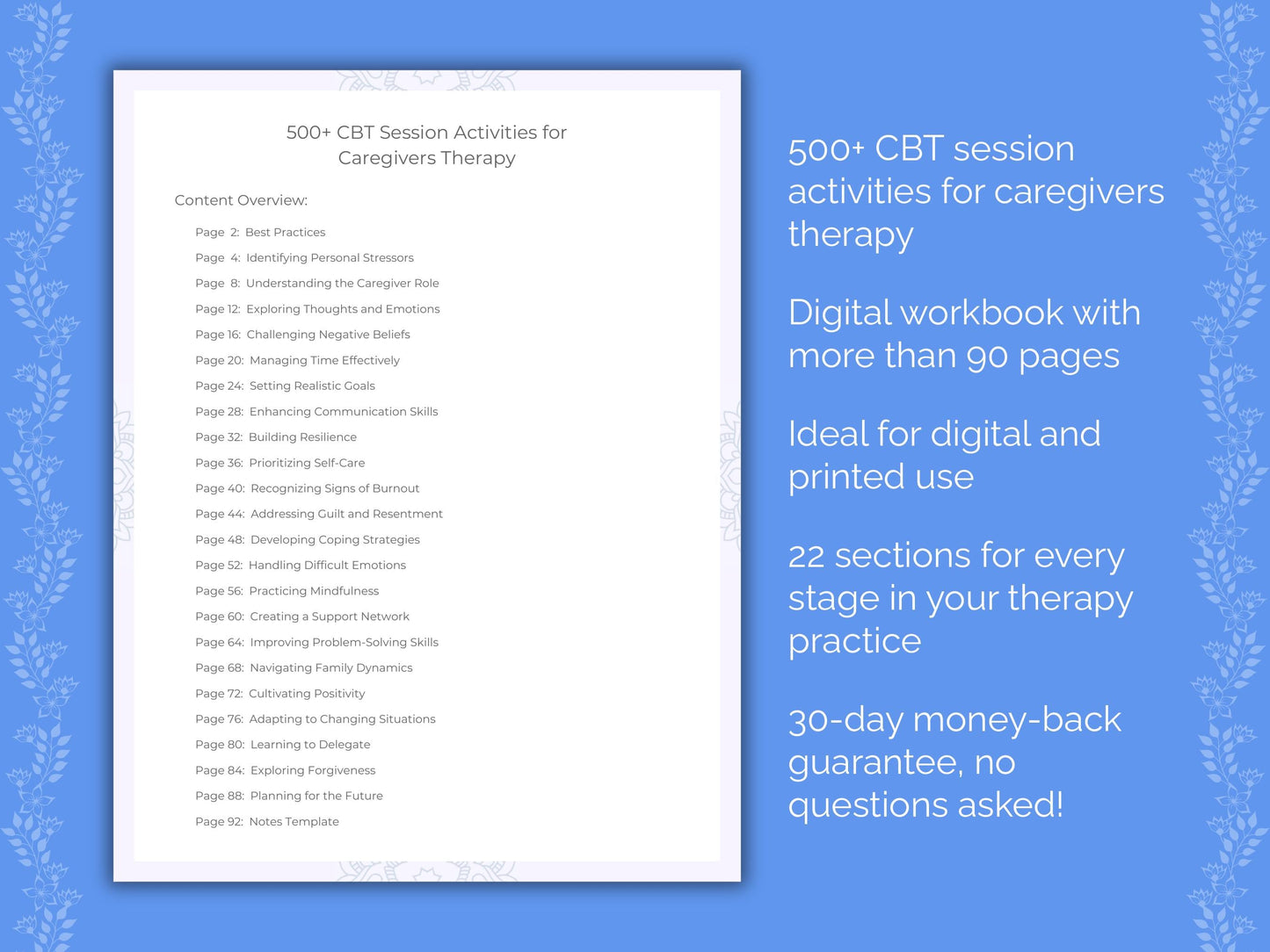 Caregivers Cognitive Behavioral Therapy (CBT) Therapist Worksheets