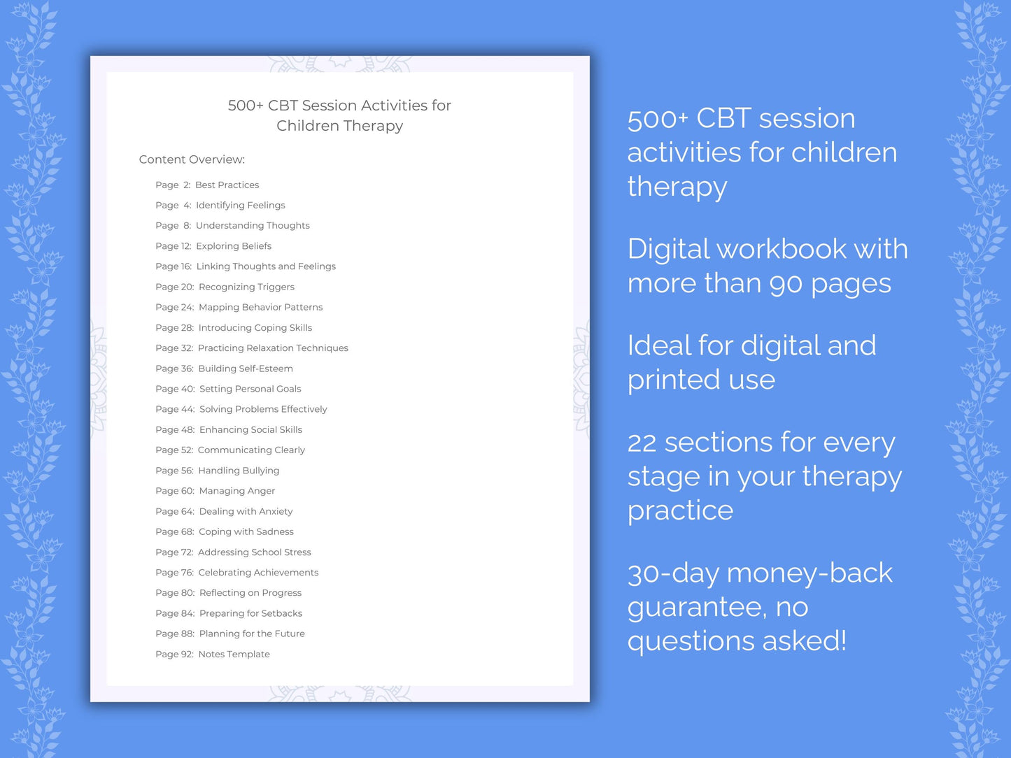 Children Cognitive Behavioral Therapy (CBT) Therapist Worksheets