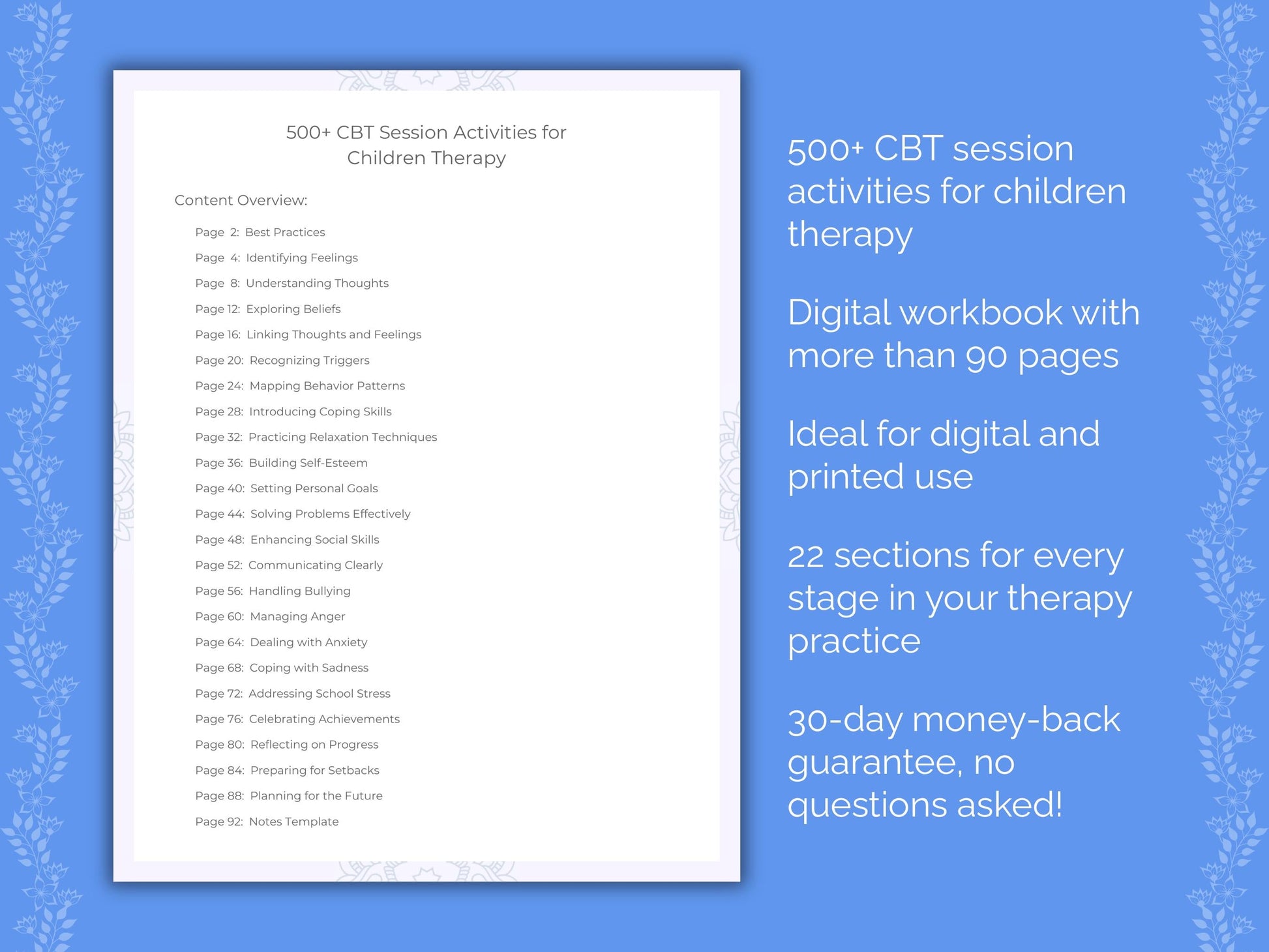 Children Cognitive Behavioral Therapy (CBT) Therapist Worksheets