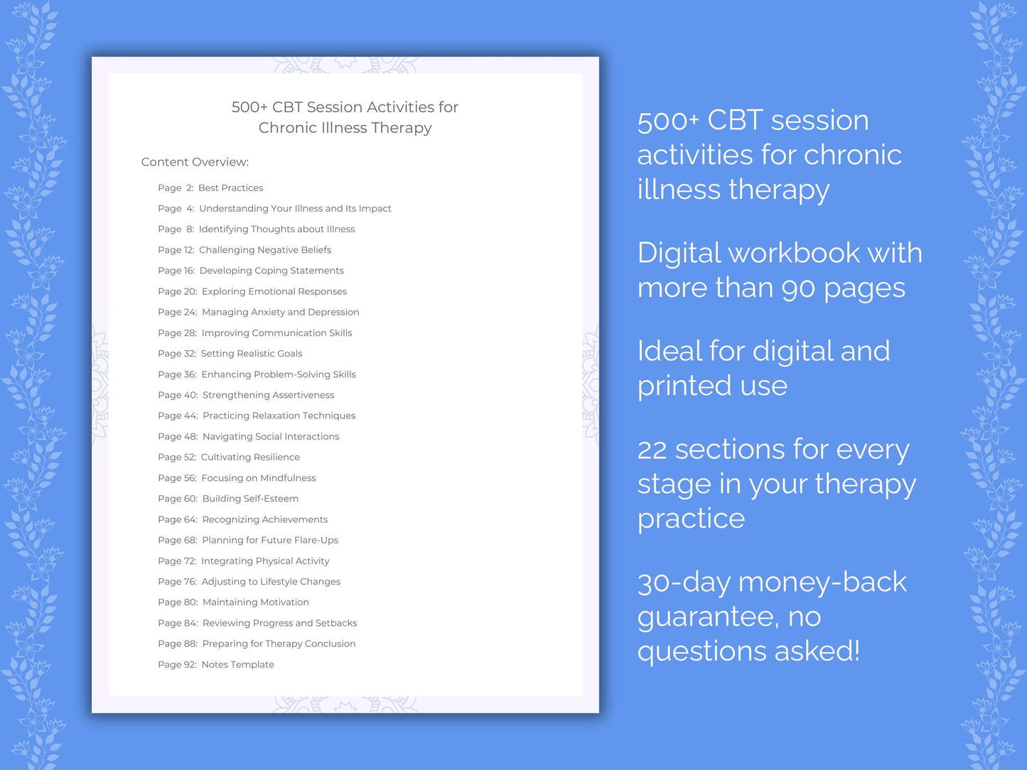 Chronic Illness Cognitive Behavioral Therapy (CBT) Therapist Worksheets