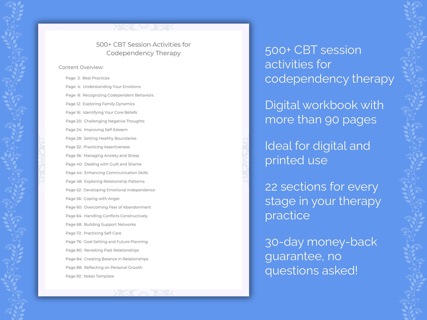 Codependency Cognitive Behavioral Therapy (CBT) Therapist Worksheets