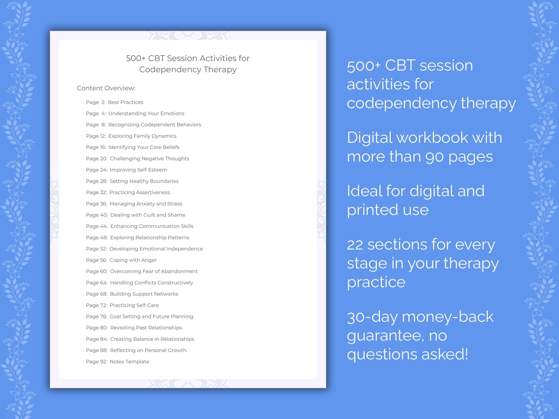 Codependency Cognitive Behavioral Therapy (CBT) Therapist Worksheets