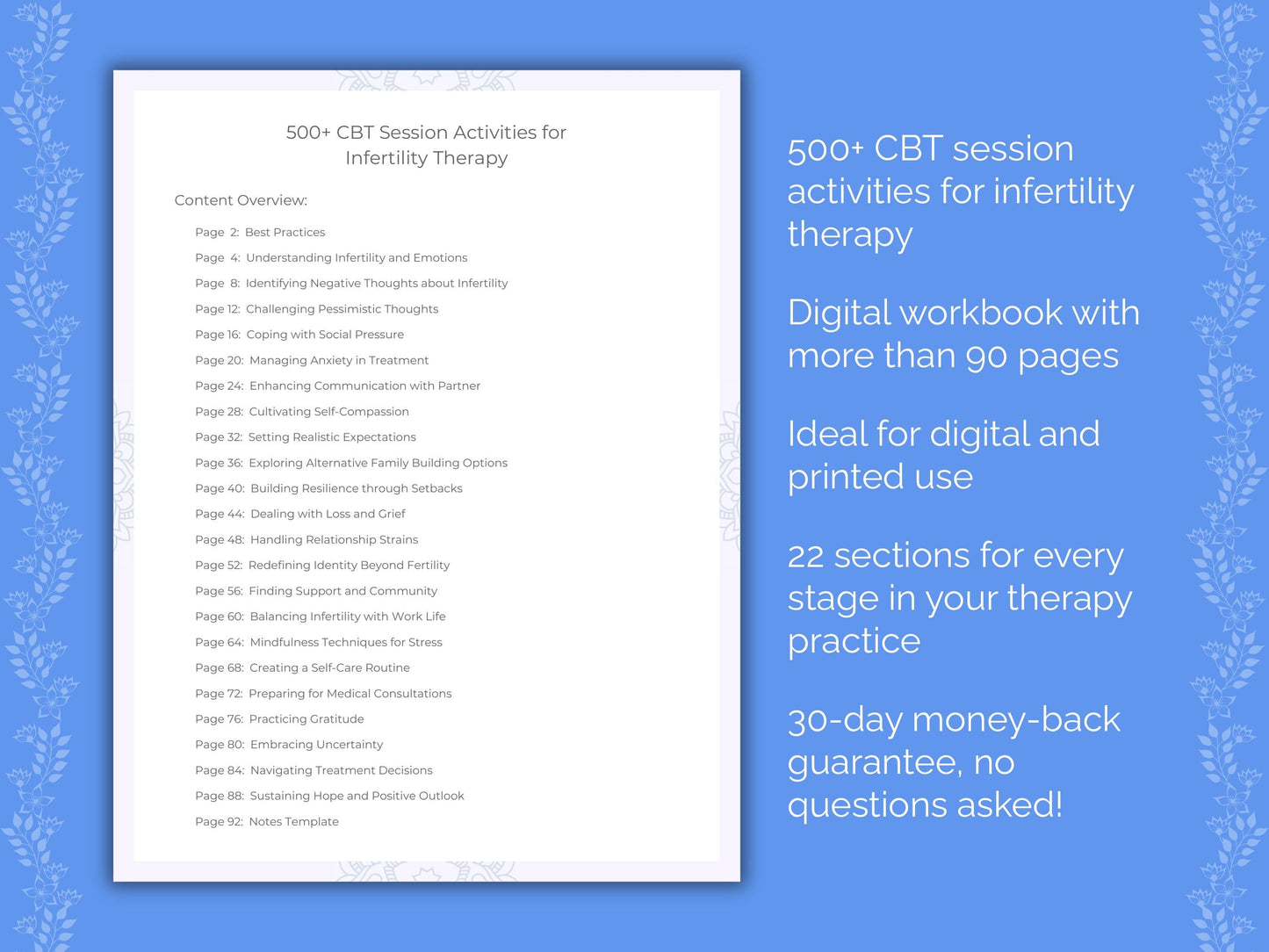 Infertility Cognitive Behavioral Therapy (CBT) Therapist Worksheets