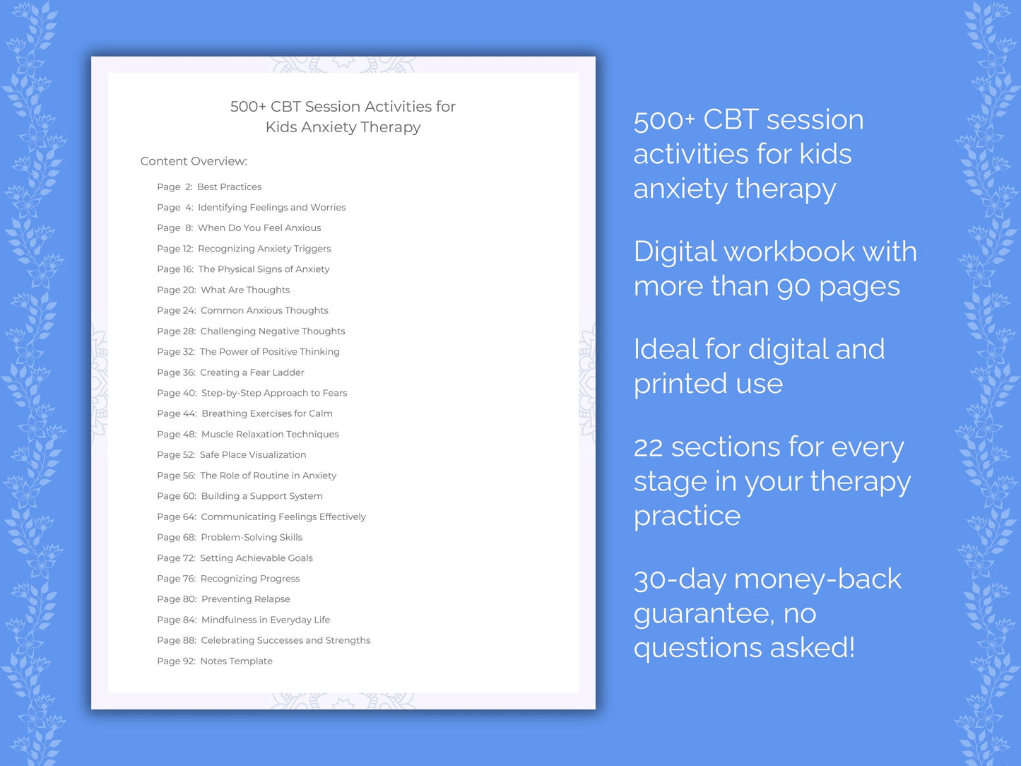 Kids Anxiety Cognitive Behavioral Therapy (CBT) Therapist Worksheets