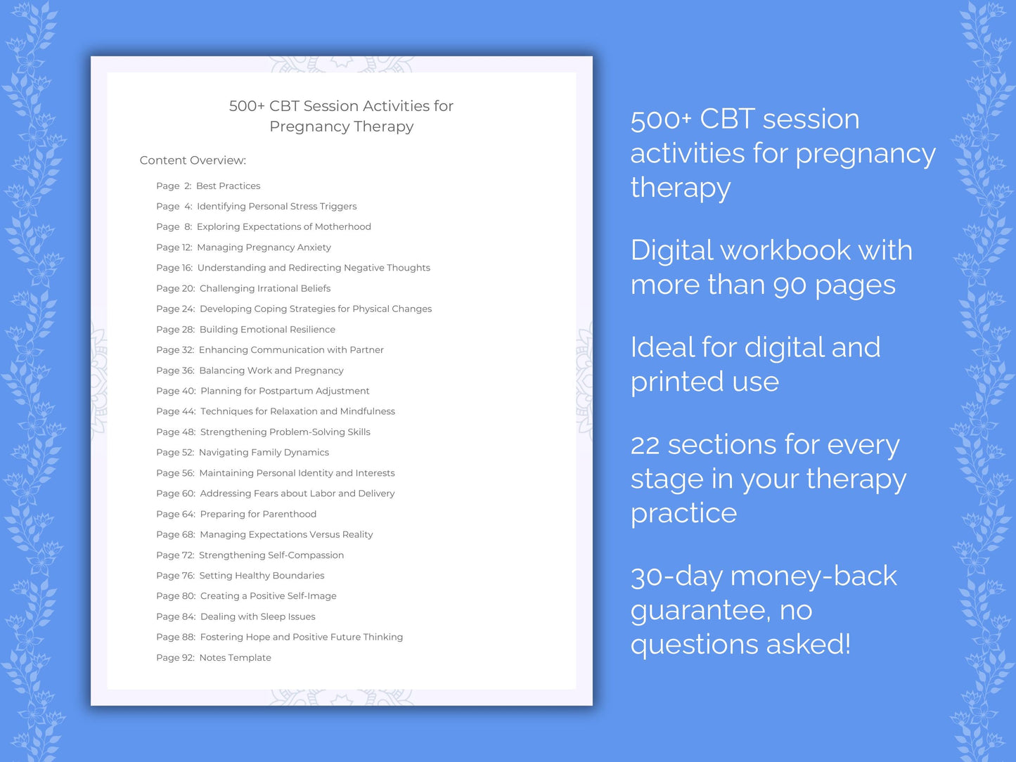 Pregnancy Cognitive Behavioral Therapy (CBT) Therapist Worksheets