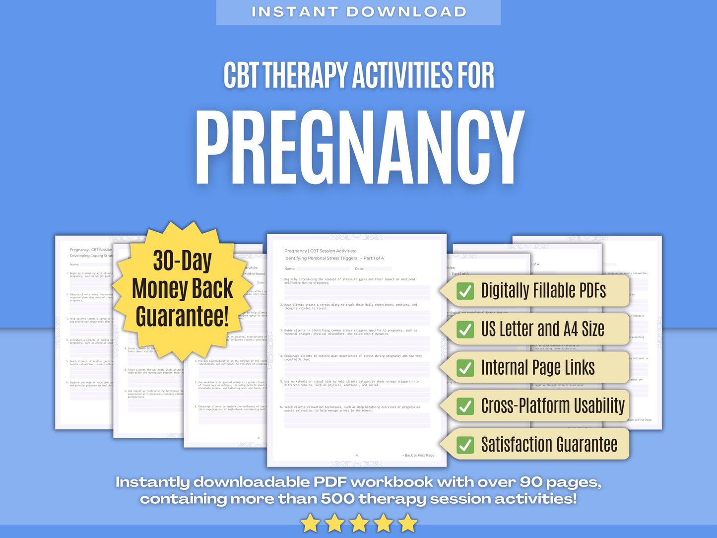 Pregnancy Cognitive Behavioral Therapy (CBT) Psychology Workbooks