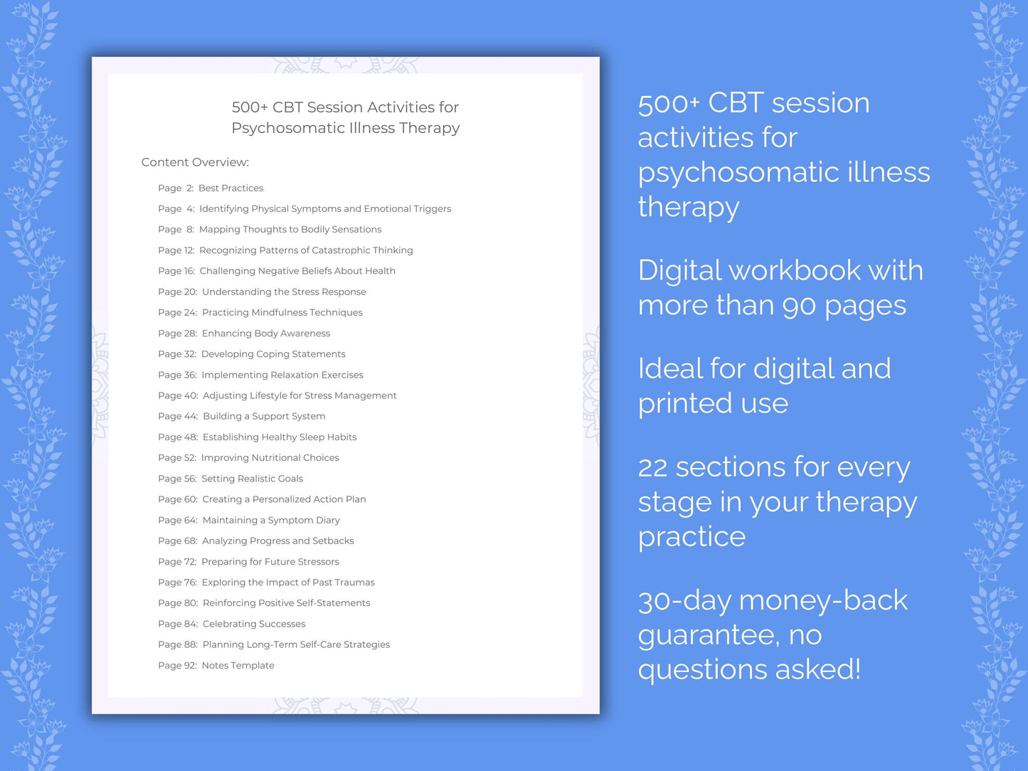 Psychosomatic Illness Cognitive Behavioral Therapy (CBT) Therapist Worksheets