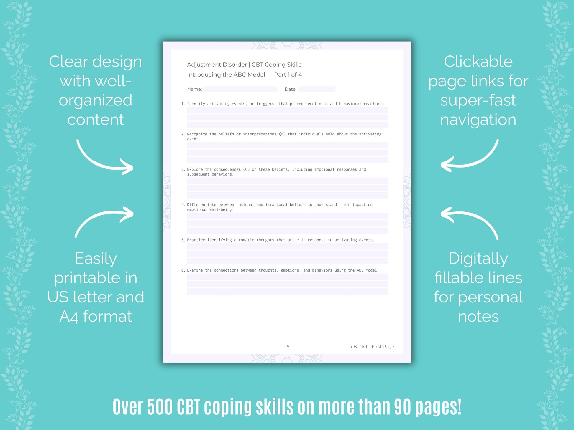 Adjustment Disorder Cognitive Behavioral Therapy (CBT) Counseling Templates