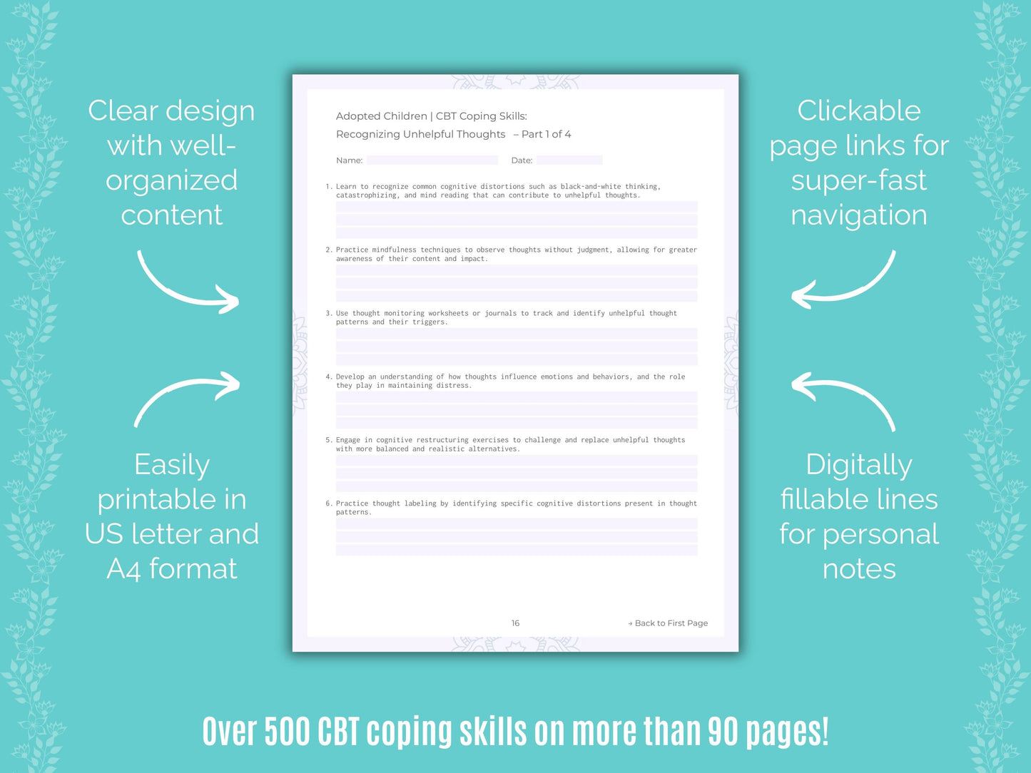 Adopted Children Cognitive Behavioral Therapy (CBT) Counseling Templates