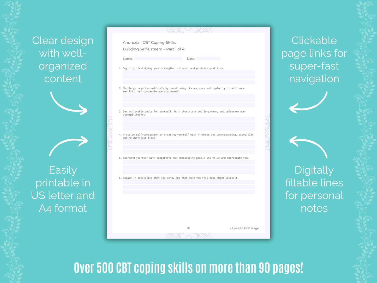 Anorexia Cognitive Behavioral Therapy (CBT) Counseling Templates