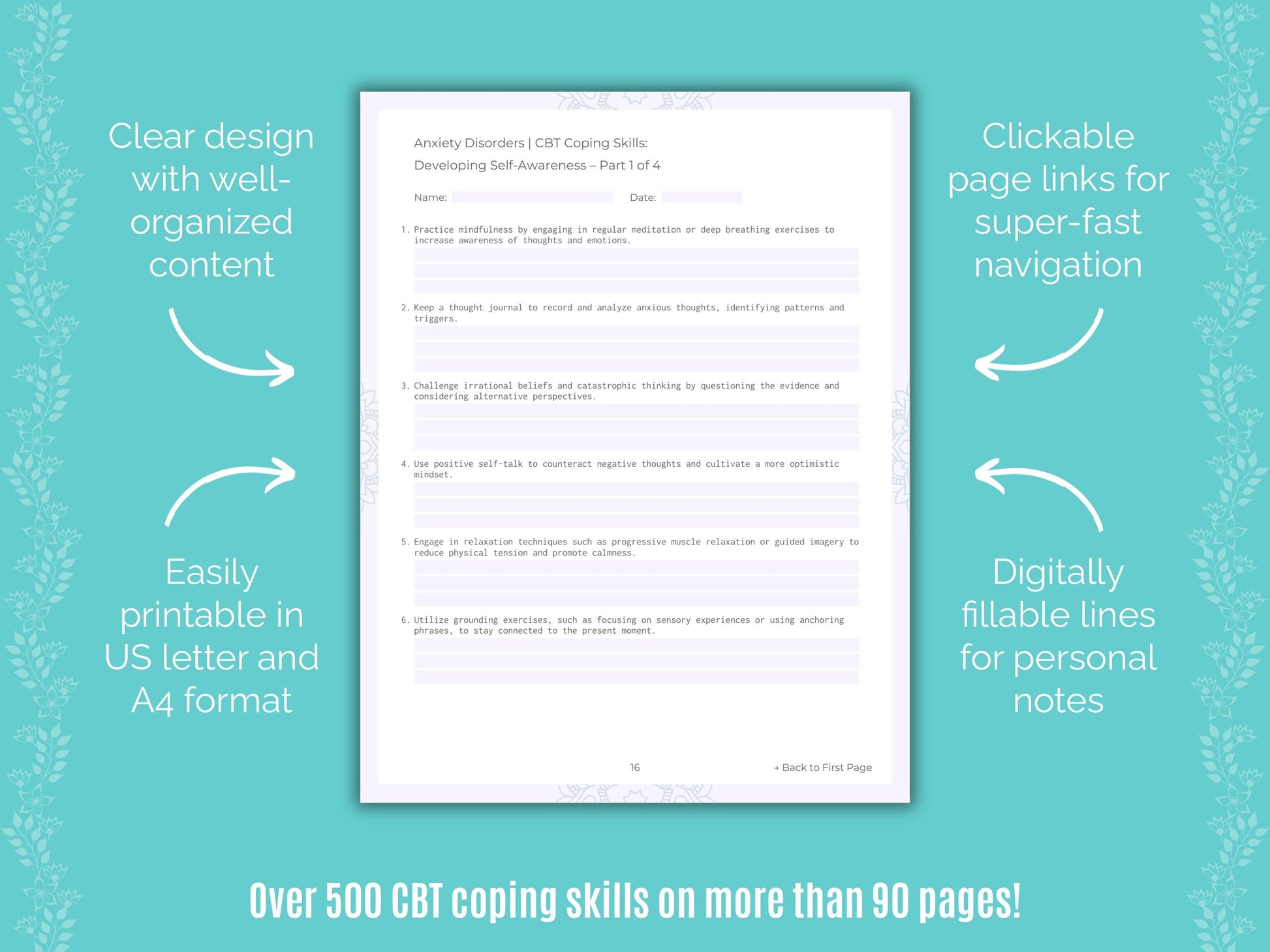 Anxiety Disorders Cognitive Behavioral Therapy (CBT) Counseling Templates