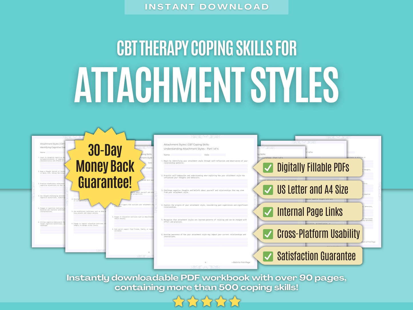 Attachment Styles Cognitive Behavioral Therapy (CBT) Psychology Workbooks