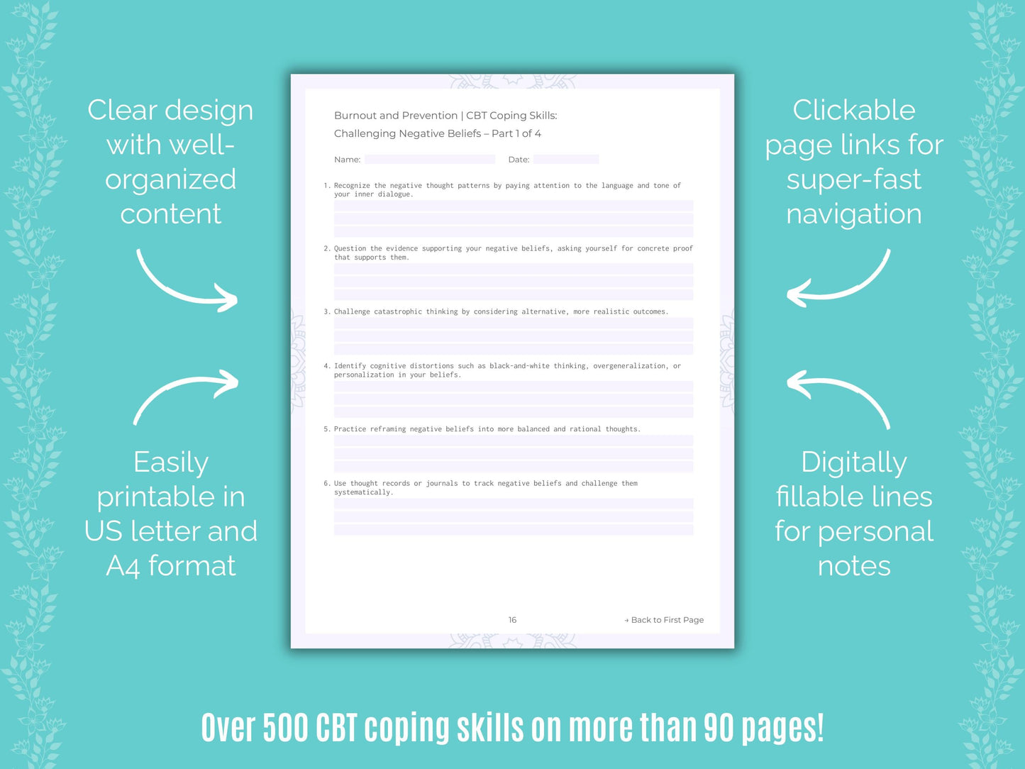 Burnout and Prevention Cognitive Behavioral Therapy (CBT) Counseling Templates