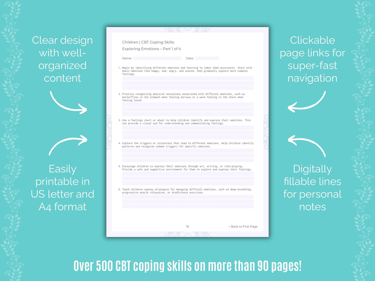 Children Cognitive Behavioral Therapy (CBT) Counseling Templates