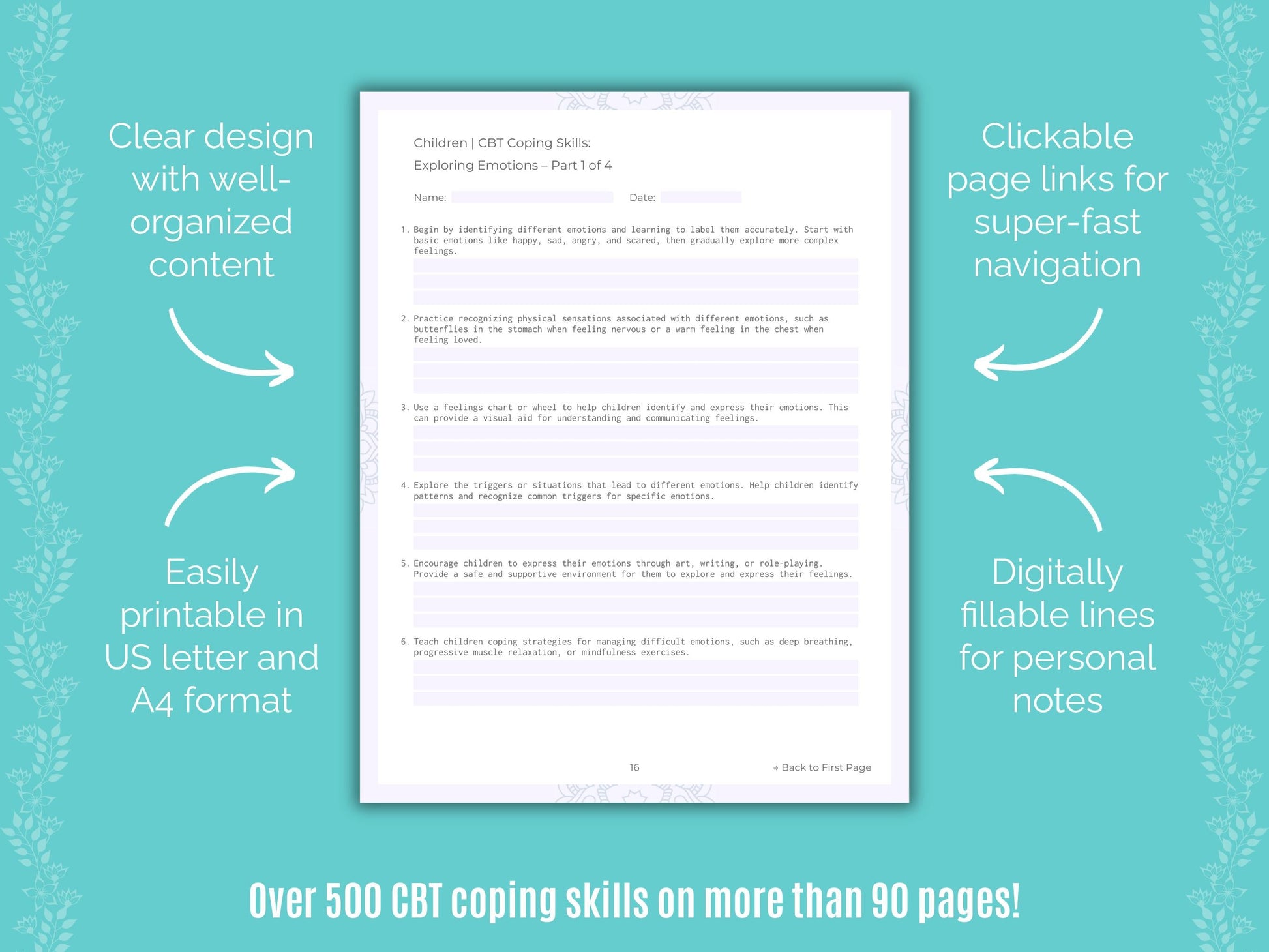 Children Cognitive Behavioral Therapy (CBT) Counseling Templates