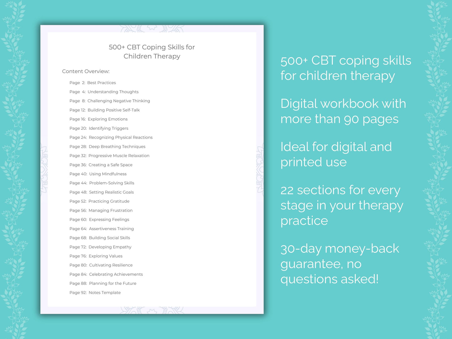 Children Cognitive Behavioral Therapy (CBT) Therapist Worksheets