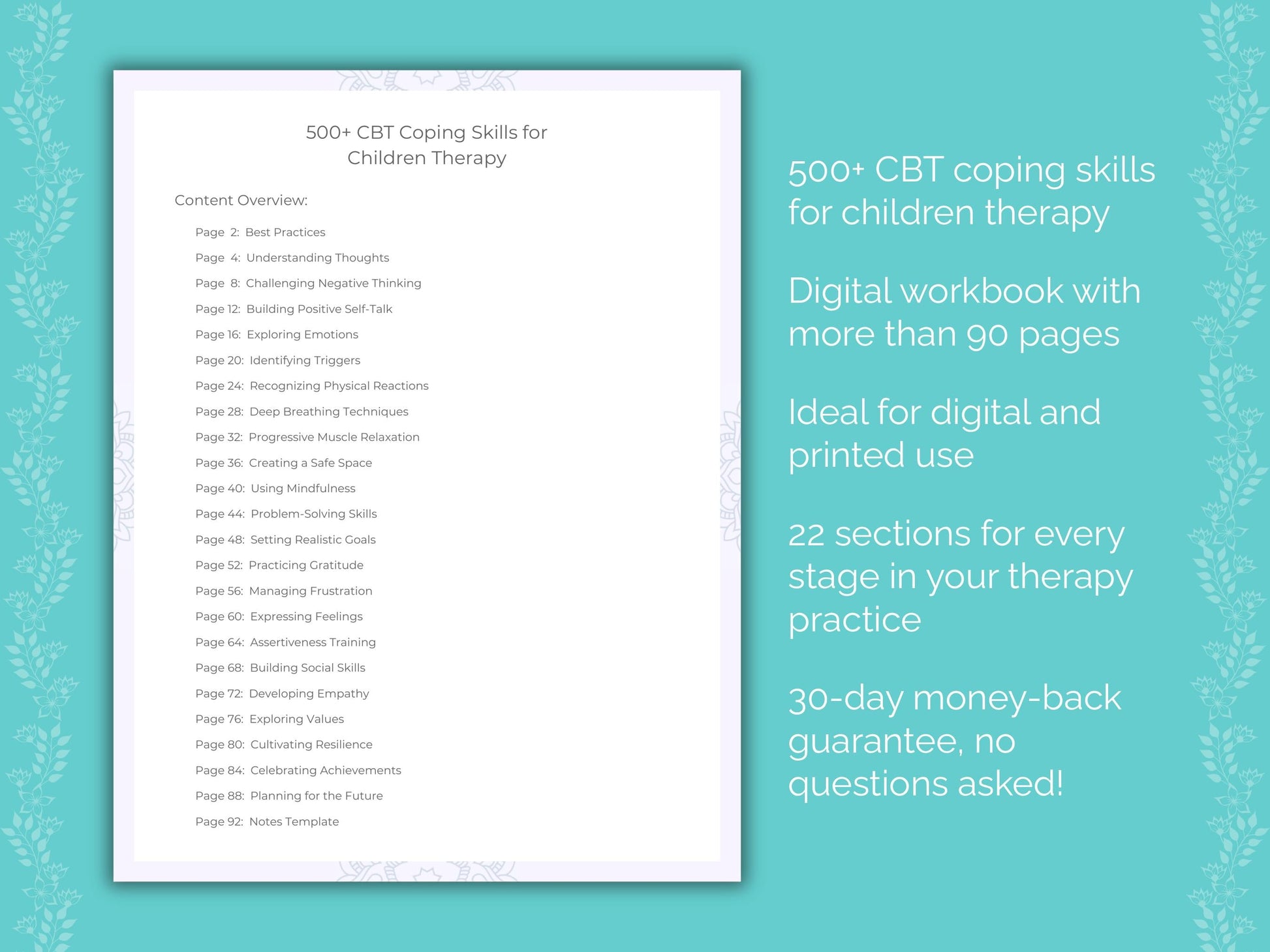 Children Cognitive Behavioral Therapy (CBT) Therapist Worksheets