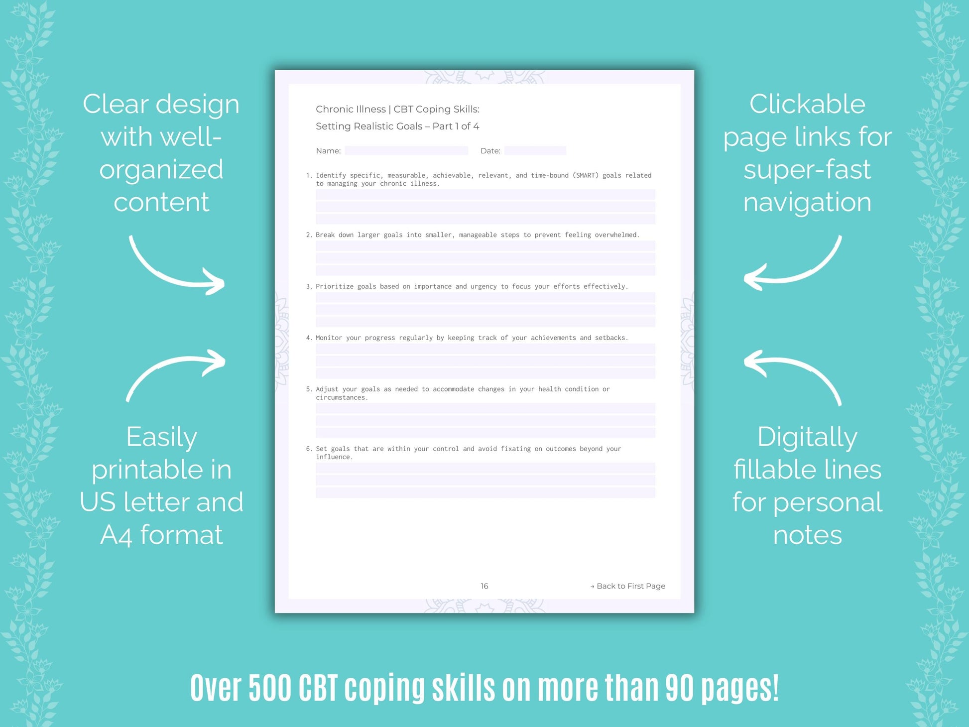 Chronic Illness Cognitive Behavioral Therapy (CBT) Counseling Templates