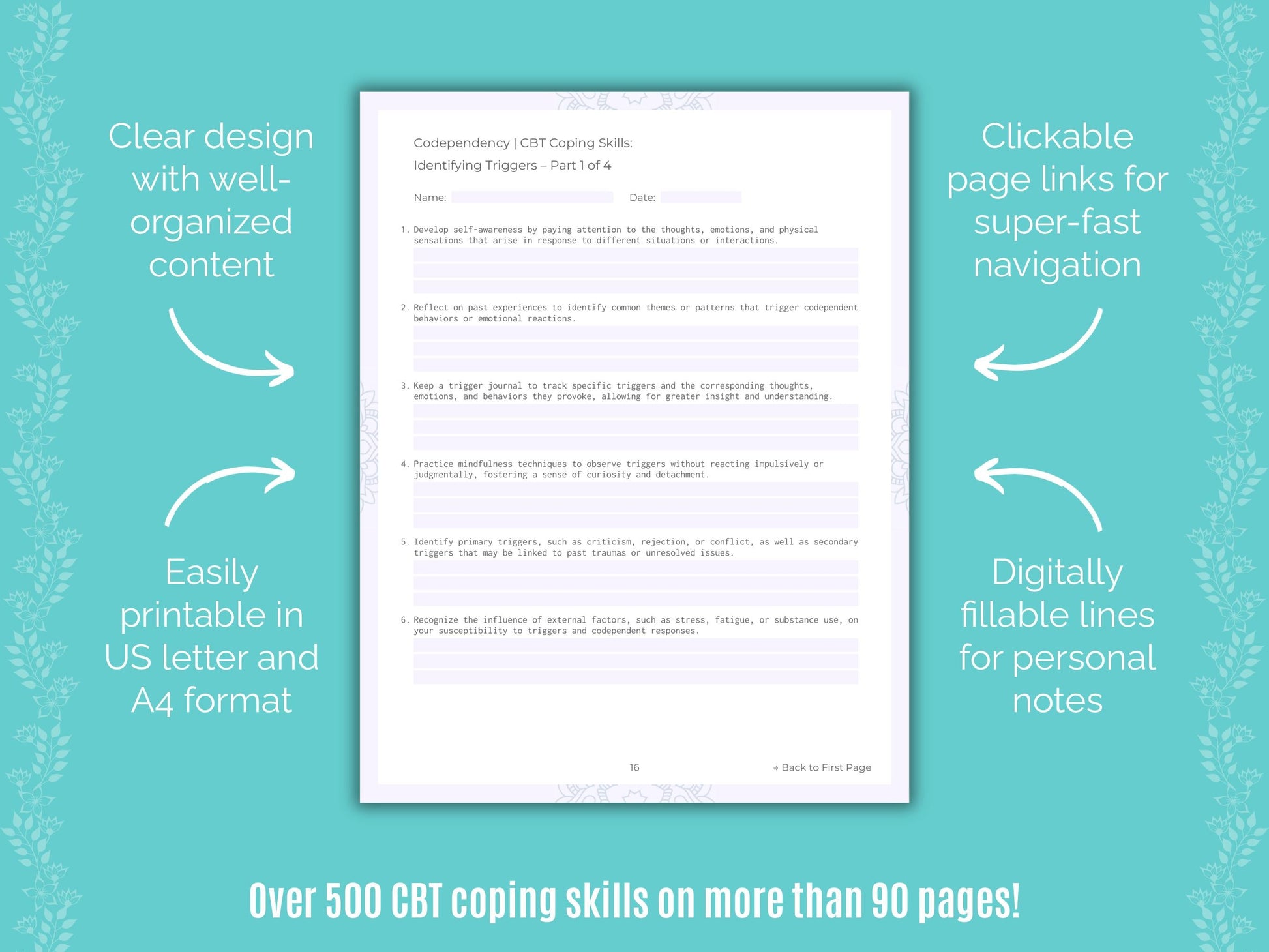 Codependency Cognitive Behavioral Therapy (CBT) Counseling Templates