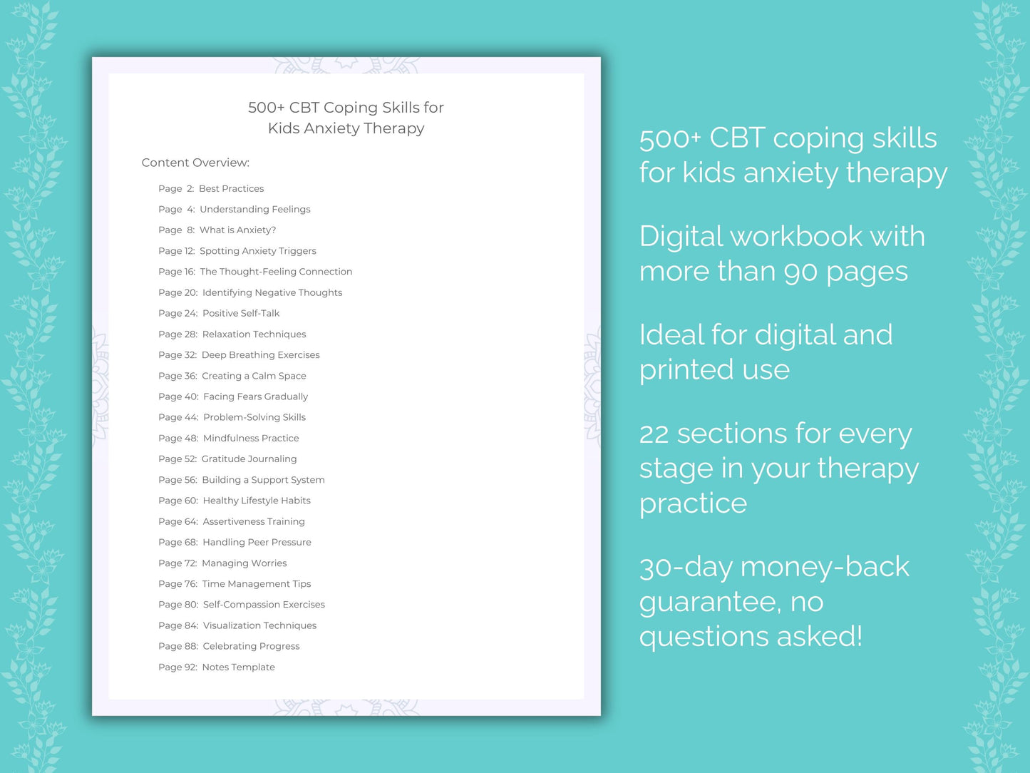 Kids Anxiety Cognitive Behavioral Therapy (CBT) Therapist Worksheets