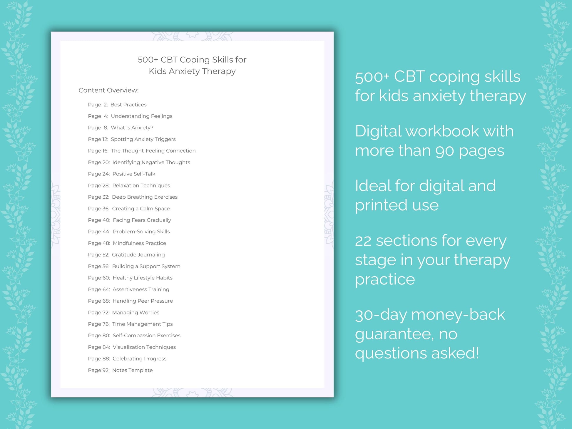 Kids Anxiety Cognitive Behavioral Therapy (CBT) Therapist Worksheets